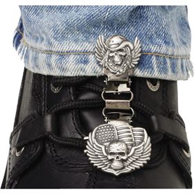 Ryder Clips Skull/Wings Laced Boot To Pants Clips