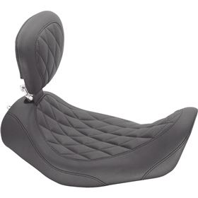 Mustang Wide Tripper Diamond Stitch Solo Seat With Driver Backrest