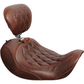 Mustang Wide Tripper Forward Diamond Stitched Solo Seat With Driver Backrest