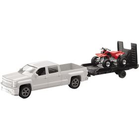 New Ray Toys 1:43 Scale Chevrolet Silverado Truck And Trailer With ATV