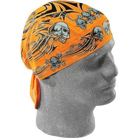 Zan Headgear Orange Tribal Skull Flydanna Headwrap