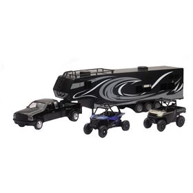 New Ray Toys Pickup And Toy Hauler With Polaris Vehicles Scale Replica