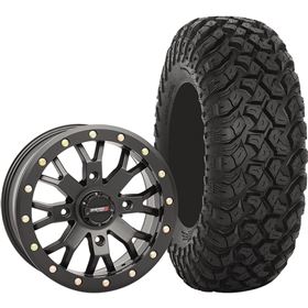 System 3 Off-Road 14x7, 4/137, 4+3 SB-4 Wheel And 28x10R-14 RT320 Tire Kit