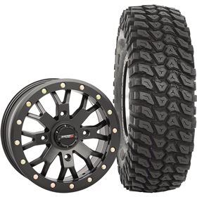 System 3 Off-Road 14x7, 4/137, 4+3 SB-4 Wheel And 28x10R-14 XCR350 Tire Kit
