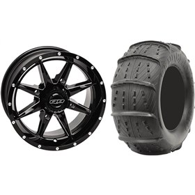Quadboss 14x10, 4/137, 5+5 Slicer Wheel And CST 28x12-14 Sandblast CS22 Rear Tire Kit