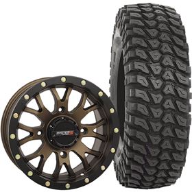 System 3 Off-Road 14x7, 4/110, 5+2 ST-3 Wheel And 28x10R-14 XCR350 Tire Kit