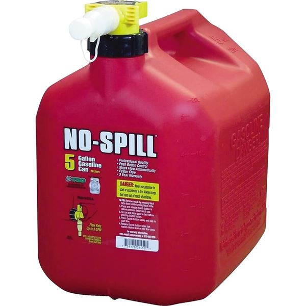 No-Spill Gasoline Fuel Gas Can - 5 Gallon 13.75