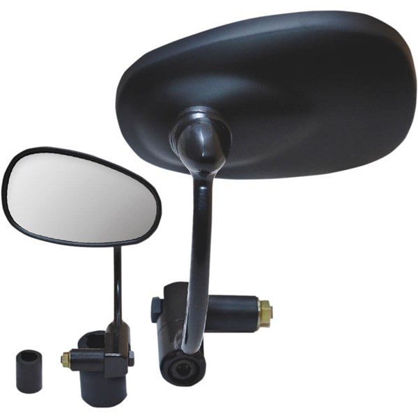 Parts Unlimited Universal Bar End Mirror - 0640-0932 - Oval - Black - Left / Right