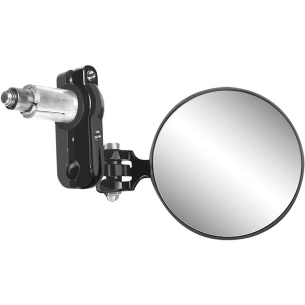 Parts Unlimited Universal Bar End Mirror - 0640-1477 - Round - Black - Left / Right