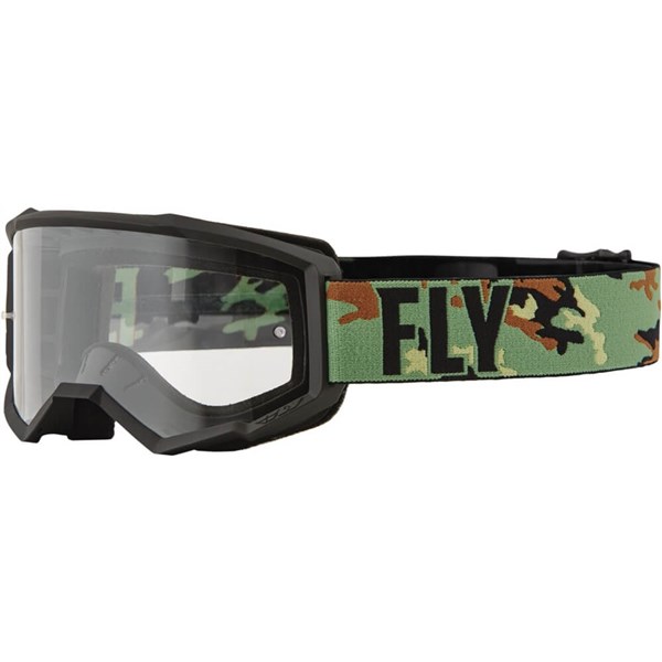 GREEN CAMO / BLACK YOUTH FLY RACING 2022 FOCUS GOGGLE W /  CLEAR LENS