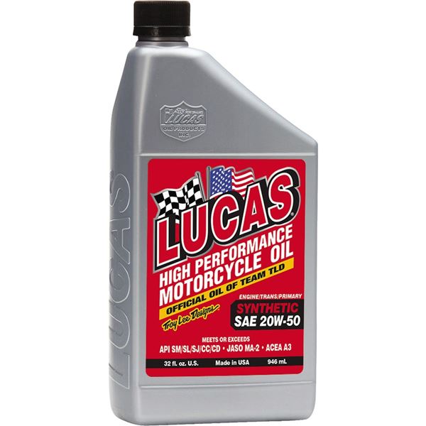 Lucas Oil High Performance Synthetic 20W50 Motorcycle Oil | ChapMoto.com