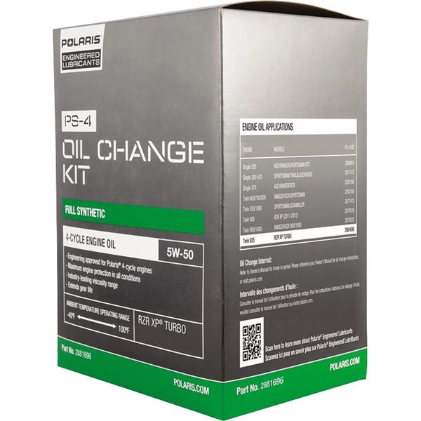 Polaris PS-4 5W50 Full Synthetic Oil Change Kit
