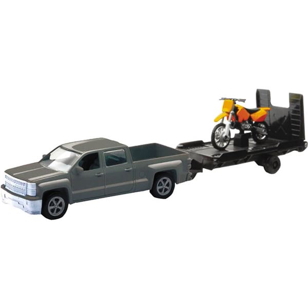 New Ray Toys Chevrolet Silverado Truck And Trailer With KTM 1:43 Scale Replica