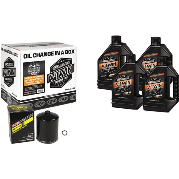 Maxima Sportster / Evolution 20W50 V-Twin Mineral Oil Quick Change Kit