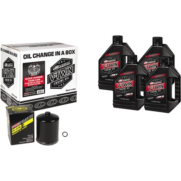 Maxima Twin Cam 20W50 V-Twin Synthetic Oil Quick Change Kit