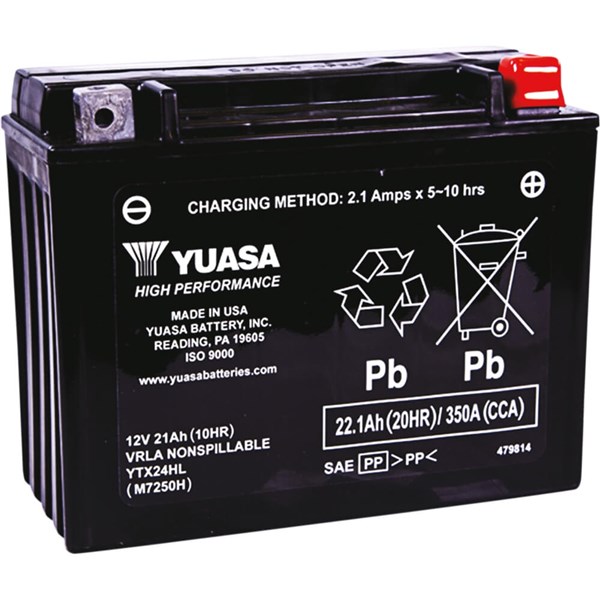 Yuasa YTX24HL High Performance Maintenance Free Battery, YUAM7250H