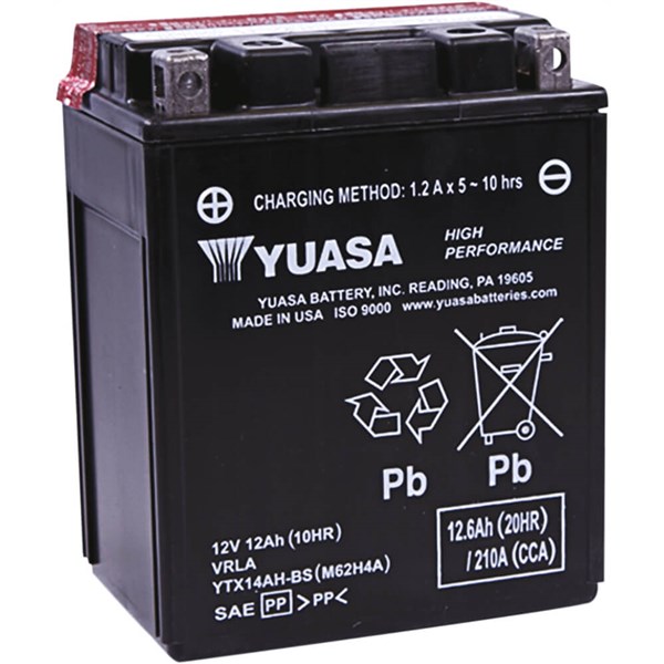 Yuasa YTX14AH-BS High Performance Maintenance Free Battery, YUAM62H4A