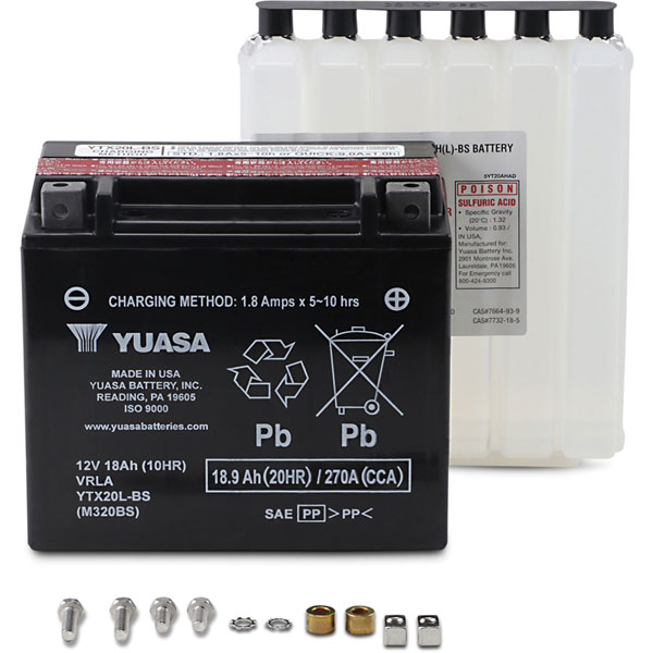 Yuasa YTX20L-BS AGM Maintenance Free Battery, YUAM320BS