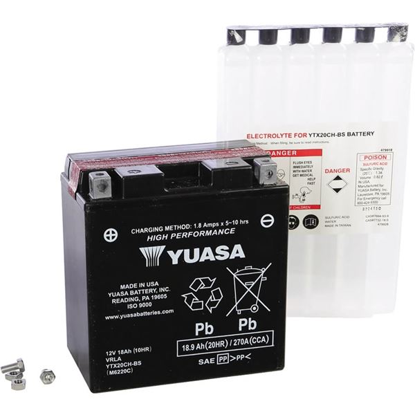 Yuasa YTX20CH-BS High Performance Maintenance Free Battery, YUAM6220C