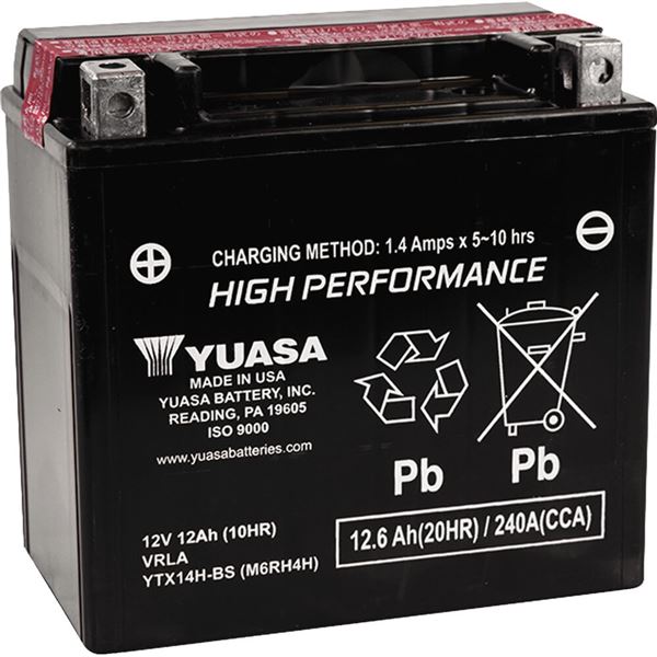 Yuasa YTX14H-BS High Performance Maintenance Free Battery, YUAM6RH4H