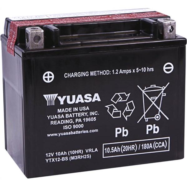 Yuasa YTX12-BS AGM Maintenance Free Battery, YUAM3RH2S