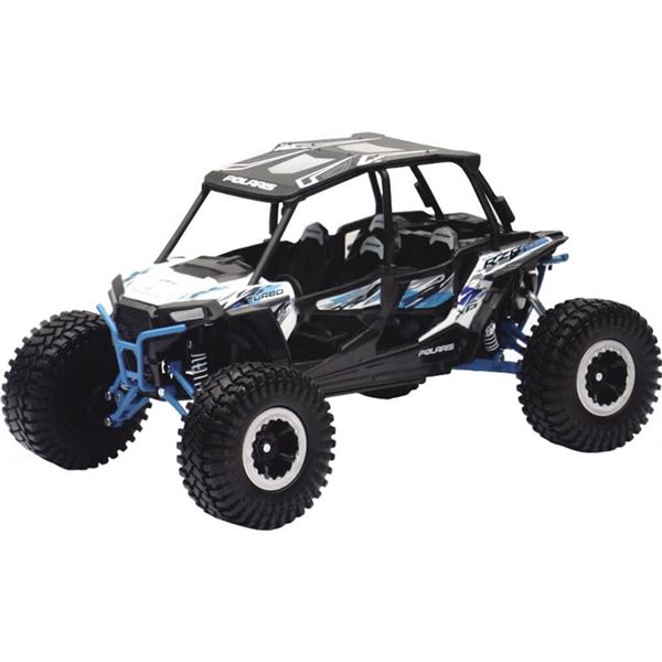 New Ray Toys Polaris RZR XP4 1000 White Lightning Rock Crawler 1:18 Scale UTV Replica