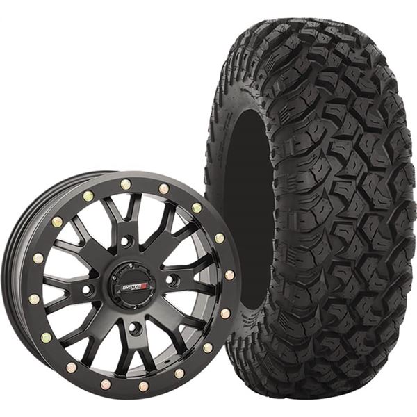 System 3 Off-Road 14x7, 4 / 137, 4+3 SB-4 Wheel And 30x10R-14 RT320 Tire Kit
