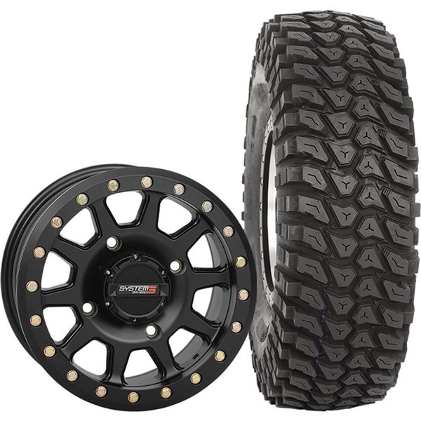 System 3 Off-Road 15x7, 4 / 156, 5+2 SB-3 Wheel And 32x10R-15 XCR350 Tire Kit