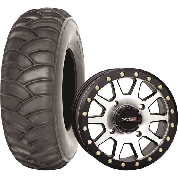 System 3 Off-Road 14x7, 4 / 110, 5+2 SB-3 Wheel And 30x10-14 SS360 Front Tire Kit