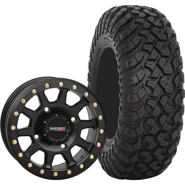 System 3 Off-Road 14x7, 4 / 156, 5+2 SB-3 Wheel And 30x10R-14 RT320 Tire Kit With Sealant