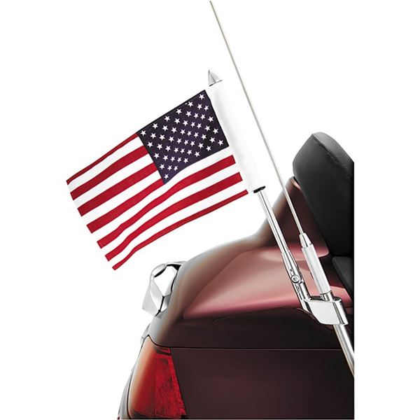 Show Chrome Antenna Mount Flag Pole With American Flag For Honda Goldwing