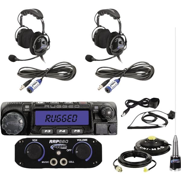 Rugged Radios RRP660 2 Seat Intercom With 60-Watt Radio And Over The Head Ultimate Comfort Headsets