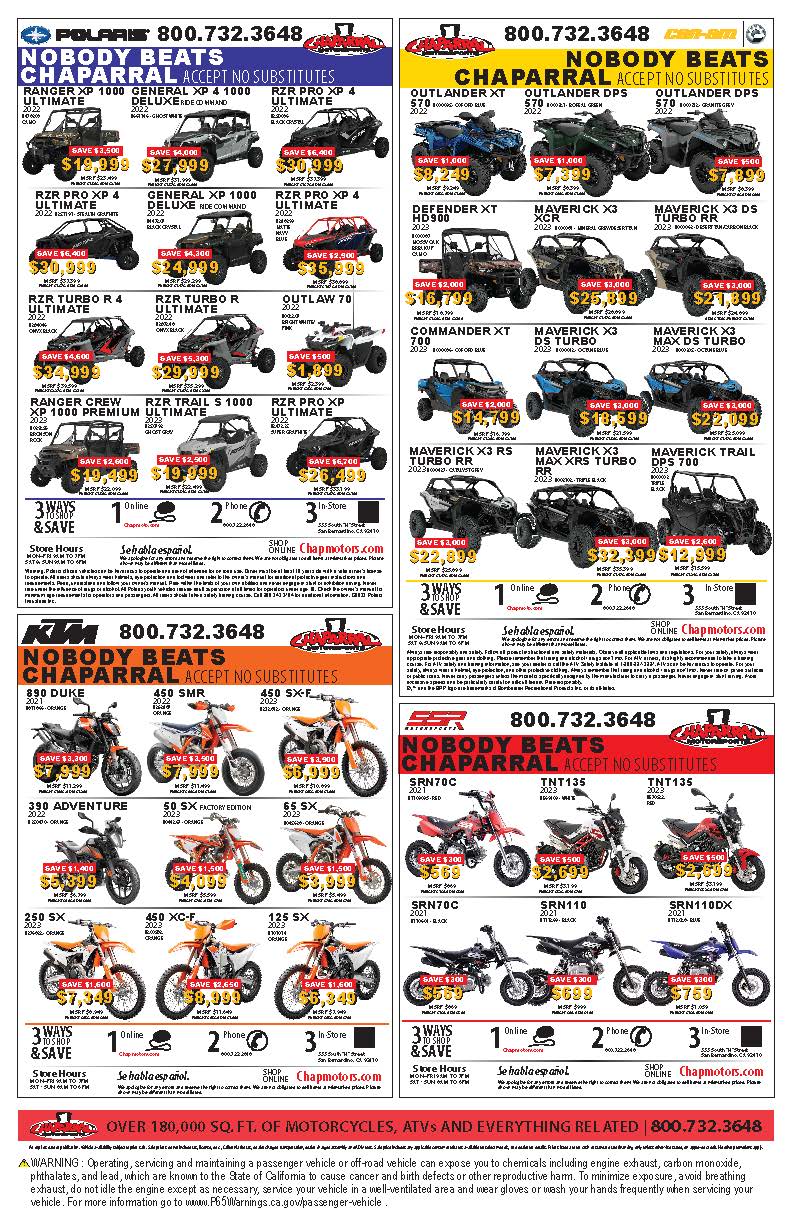 2023 CHAPARRAL MOTORSPORTS MONSTER PARKING LOT SALE