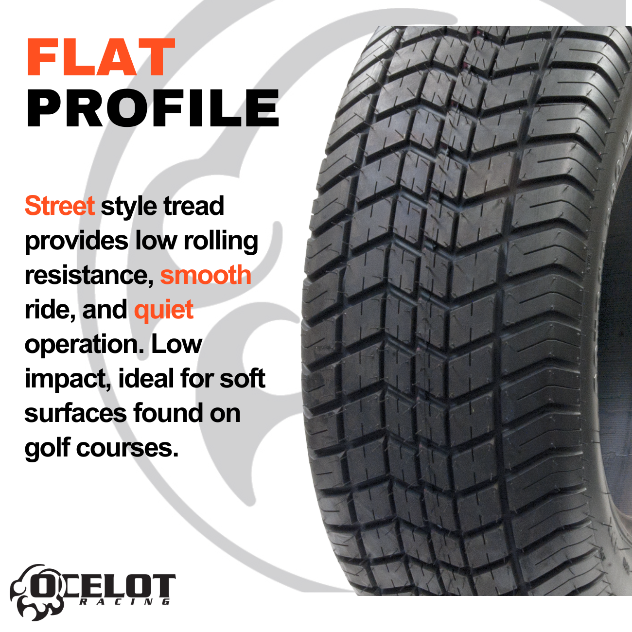 Turf type tires for golf carts