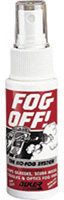 Spraying on the Fog Off treatment reduces fogging goggle lenses.
