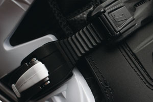 Unique cam buckle system offers a positive close and lock operation every time.
