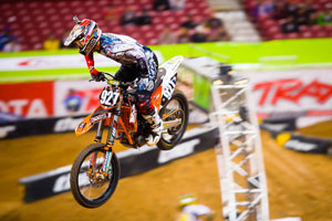 PJ Larsen rode in the top ten until several crashes ended his night, credited with 17th overall - Photo: Hoppenworld.com