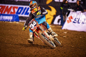 Cole Seely wins the first 2012 AMA Supercross West Lites race - Photo by Frank Hoppen