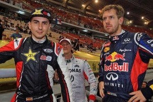 Jorge Lorenzo, Michael Schumacher, Sebastian Vettel - 2012 Race Of Champions
