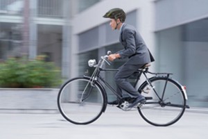 Bicyclist Wearing Helmet
