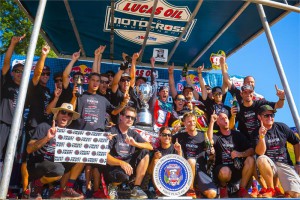 Ken Roczen and the RCH Suzuki Team celebrating their 2016 Lucas Oil Pro Motocross Championship