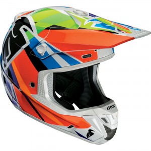 Thor Verge Tracer Helmet Hand laid composite fiberglass construction. 11 air intake ports with high flow exhaust for rapid cooling throughout. Minimal gaskets reduce helmet weight. 
