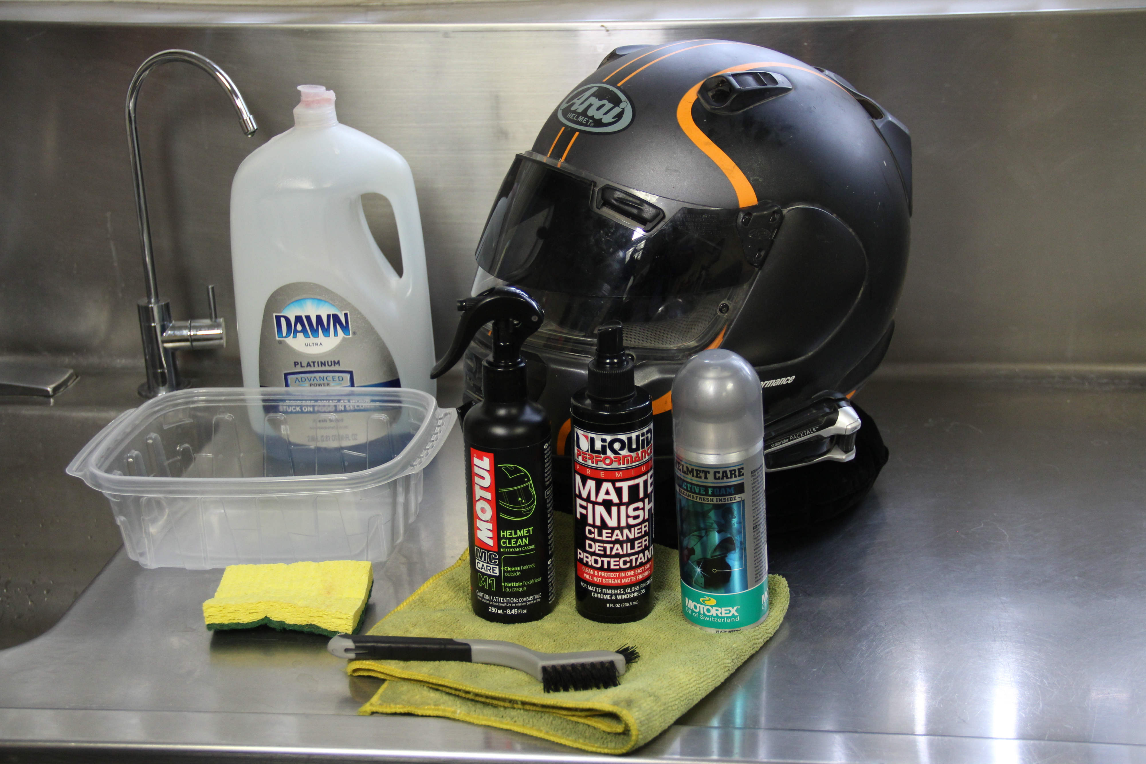 Cleaning a sale motorcycle helmet